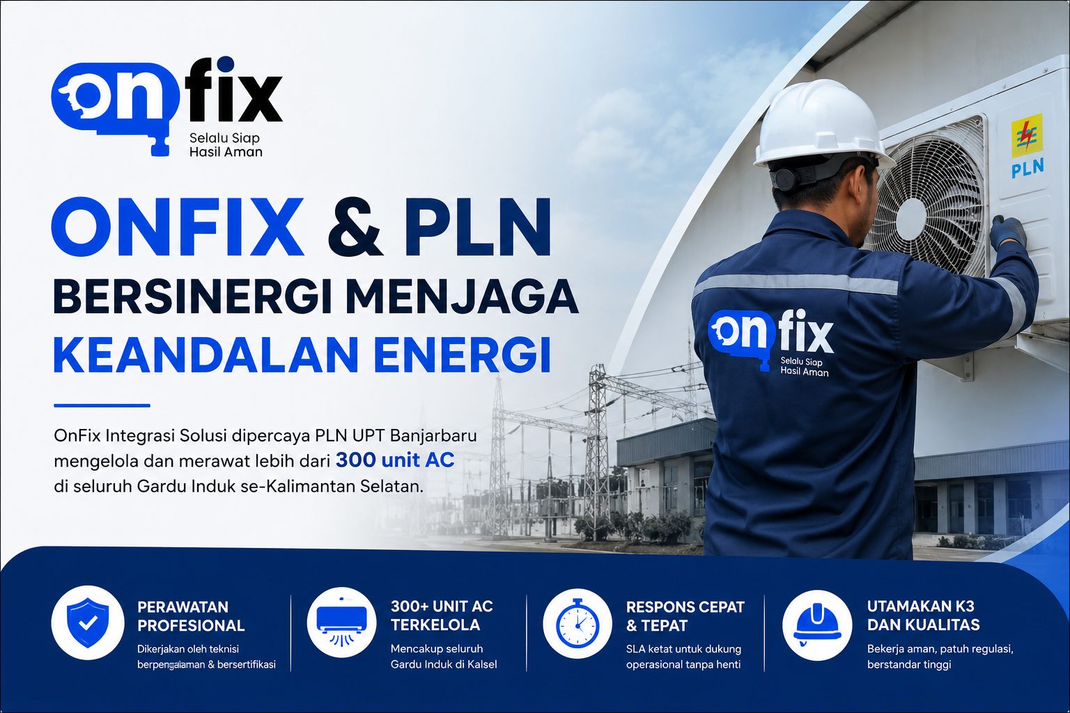 Langkah Strategis! OnFix Dipercaya PLN Kelola Perawatan Ratusan Unit AC Gardu Induk
